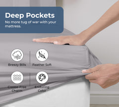 200TC cotton fitted sheet silver