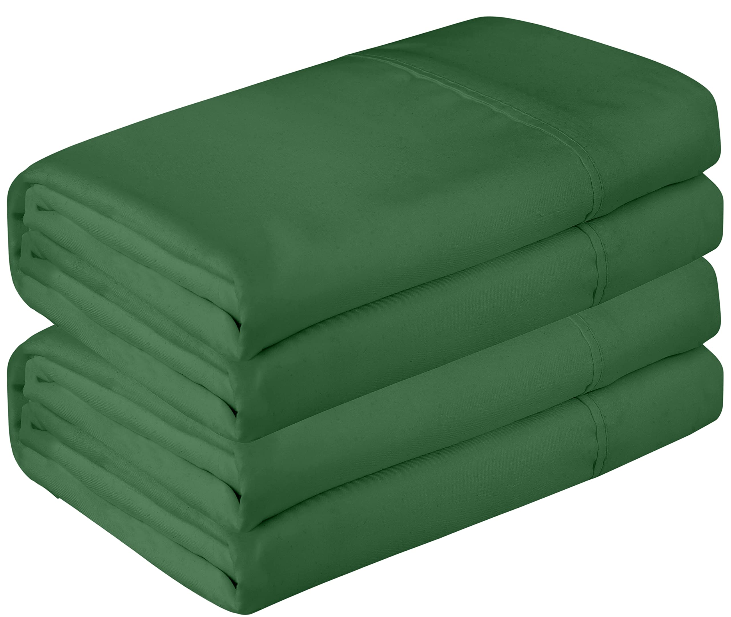 Royale Linen 2 Pack Bulk Flat Sheet - Top Sheet - Soft 1800 Microfiber - Wrinkle & Stain Resistant - for Hotel, Massage Table, Hospital, Dorm - Queen Flat Sheet Sold Separately (Queen, Hunter Green)