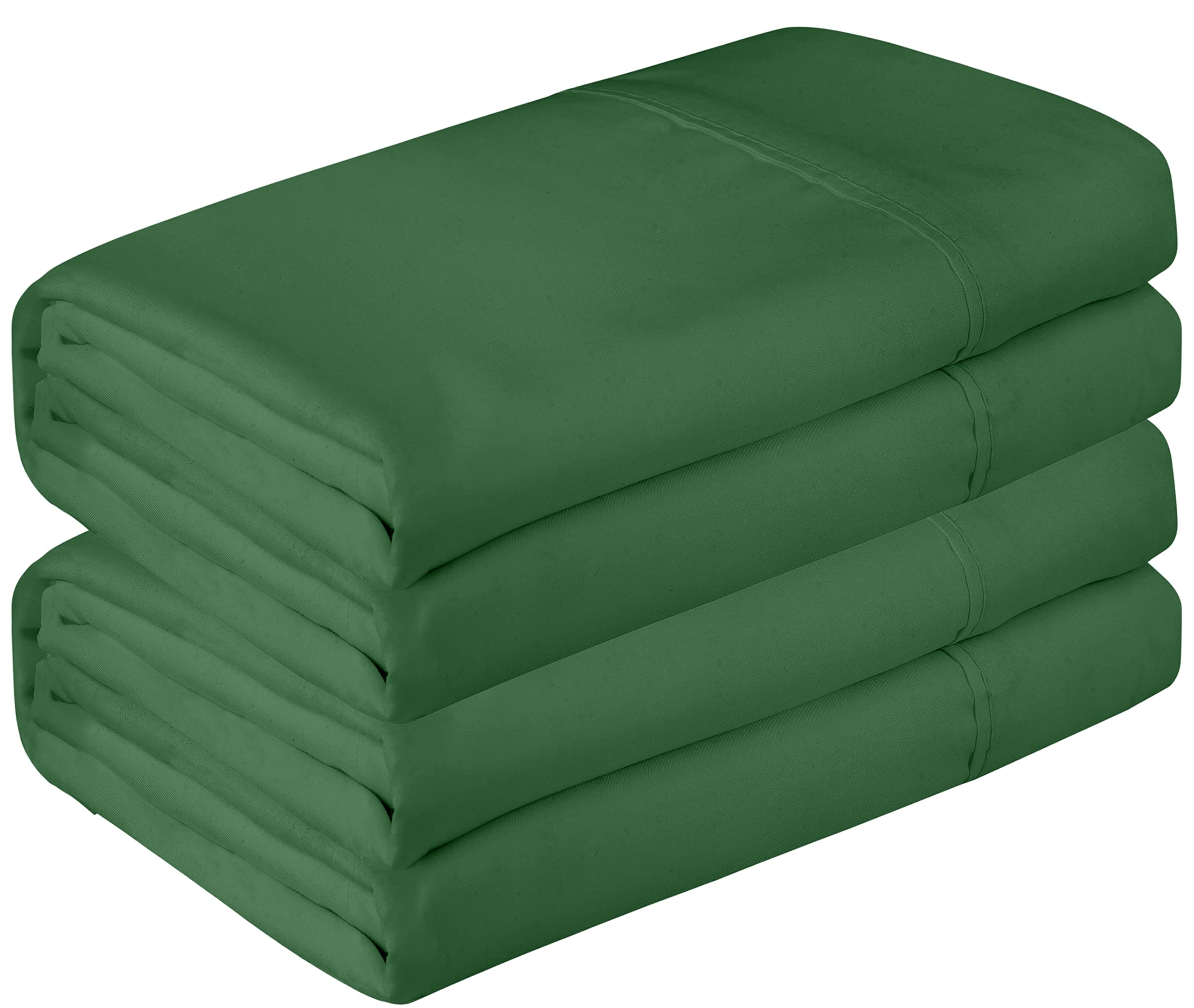 Royale Linen 2 Pack Bulk Flat Sheet - Top Sheet - Soft 1800 Microfiber - Wrinkle & Stain Resistant - for Hotel, Massage Table, Hospital, Dorm - Flat Sheet Sold Separately (Hunter Green)