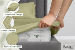 144TC cotton fitted sheet Sage Green