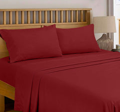 Royale Linens 300 Thread Count 100% Long Staple Combed Cotton Flat Sheet - Super Soft - Top Sheet - Queen Flat Sheet Sold Separately - Breathable, Cool & Crisp Percale Flat Sheet Only (Queen, Red)