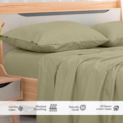 Royale Linens 300 Thread Count 100% Long Staple Combed Cotton Flat Sheet - Super Soft - Top Sheet - Breathable, Cool & Crisp Percale Flat Sheet Only