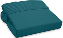 Royale Linens 300 Thread Count 100% Long Staple Combed Cotton Fitted Sheet - Soft Deep Pocket Bottom Sheet -Silver Fitted Sheet Queen Size  - Queen Fitted Sheet Only - Elastic Sheet (Queen, Teal)