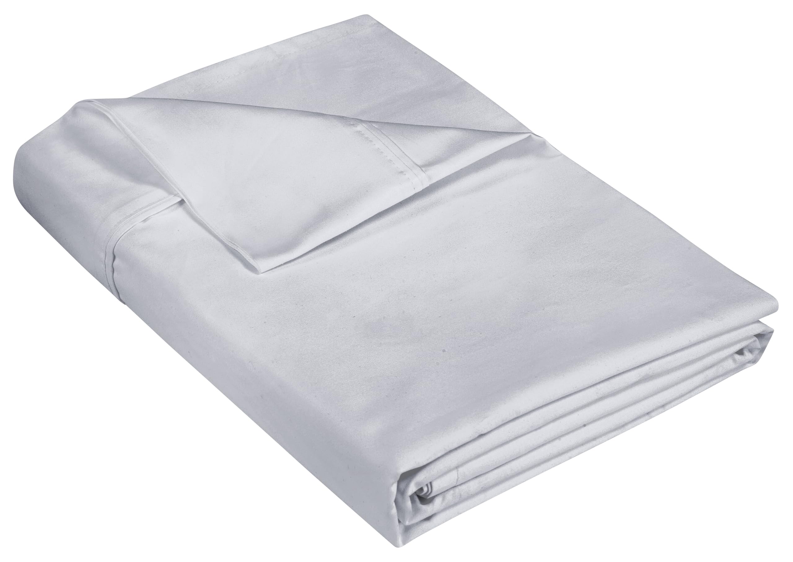 400 Thread Count 100% American Grown Cotton Flat Sheet - Cooling Sheets - Queen Sheets - Luxury Sateen Weave - Queen Flat Sheet Sold Separately - Silver Flat Sheet Only (Queen, Spanish Silver)