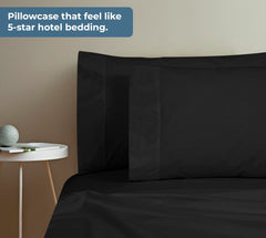 ROYALE LINENS 200 Thread Count 100% Long Staple Combed Cotton Pillowcases Set Of 2 - Ultra Soft - Queen Bed Pillow Cover - 20"x30" - Breathable, Cool & Crisp Percale White Pillow Cases (Queen, Black)