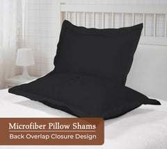 Royale Linens Pillow Shams 2 Pack Queen Size 20x30 Inch - Brushed 1800 Microfiber - Bed Pillow Shams, Wrinkle Resistant Super Soft and Cozy - Back Overlap Closure - Oxford Pillowcase (Queen, Black)