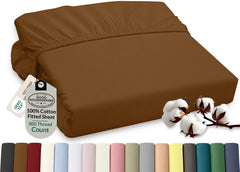 Royale Linens 100% Organic Cotton Percale Weave Super Soft Deep Pocket Bottom Sheets Elastic Sheet Fitted Sheets Only