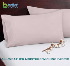 ROYALE LINENS 300 thread Count 100% Long Staple Combed Cotton Pillowcases Set Of 2 - Ultra Soft - Queen Bed Pillow Cover - 20"x30" - Breathable, Cool & Crisp Percale White Pillow Cases