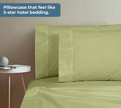ROYALE LINENS 200 Thread Count 100% Long Staple Combed Cotton Pillowcases Set Of 2 - Ultra Soft - Queen Bed Pillow Cover - 20"x30" - Breathable, Cool & Crisp Percale White (Queen, Sage Green)