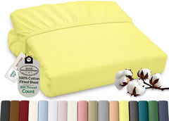 Royale Linens 100% Organic Cotton Percale Weave Super Soft Deep Pocket Bottom Sheets Elastic Sheet Fitted Sheets Only