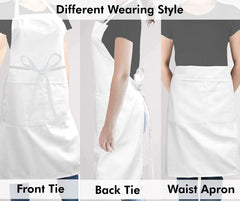 ROYALE LINENS 2 Pack Adjustable Bib Apron with 2 Pockets - Chef Cooking Kitchen Aprons for Women Men Chef (Pack Of 2, White)