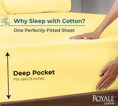 200TC cotton fitted sheet yellow