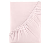 Royale Linens 400 Thread Count 100% American Grown Cotton Fitted Sheet  - All Around Elastic Fitted Sheet - Luxury Sateen Weave - Snug Fit Bottom Sheet Fit Up To 16 Inch ( Kyoto Blush)