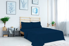 Royale Linens Queen Size Flat Sheet Only - Brushed 1800 Microfiber - Ultra Soft & Breathable - Wrinkle & Stain Resistant - Hotel Quality Flat Sheet Sold Separately - Top Sheet for Bed - (Queen, Navy)