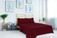 Royale Linen 2 Pack Bulk Flat Sheet Set - Top Sheet - Soft 1800 Microfiber - Wrinkle & Stain Resistant - for Hotel, Massage Table, Hospital, Dorm - Queen Flat Sheet Sold Separately (Queen, Burgundy)