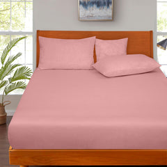 ROYALE LINENS 300 Thread Count 100% Long Staple Combed Cotton Fitted Sheet - Super Soft Deep Pocket Bottom Sheet - Pink Fitted Sheet Queen Size - Queen Fitted Sheet Only - Elastic Sheet (Queen,Pink)