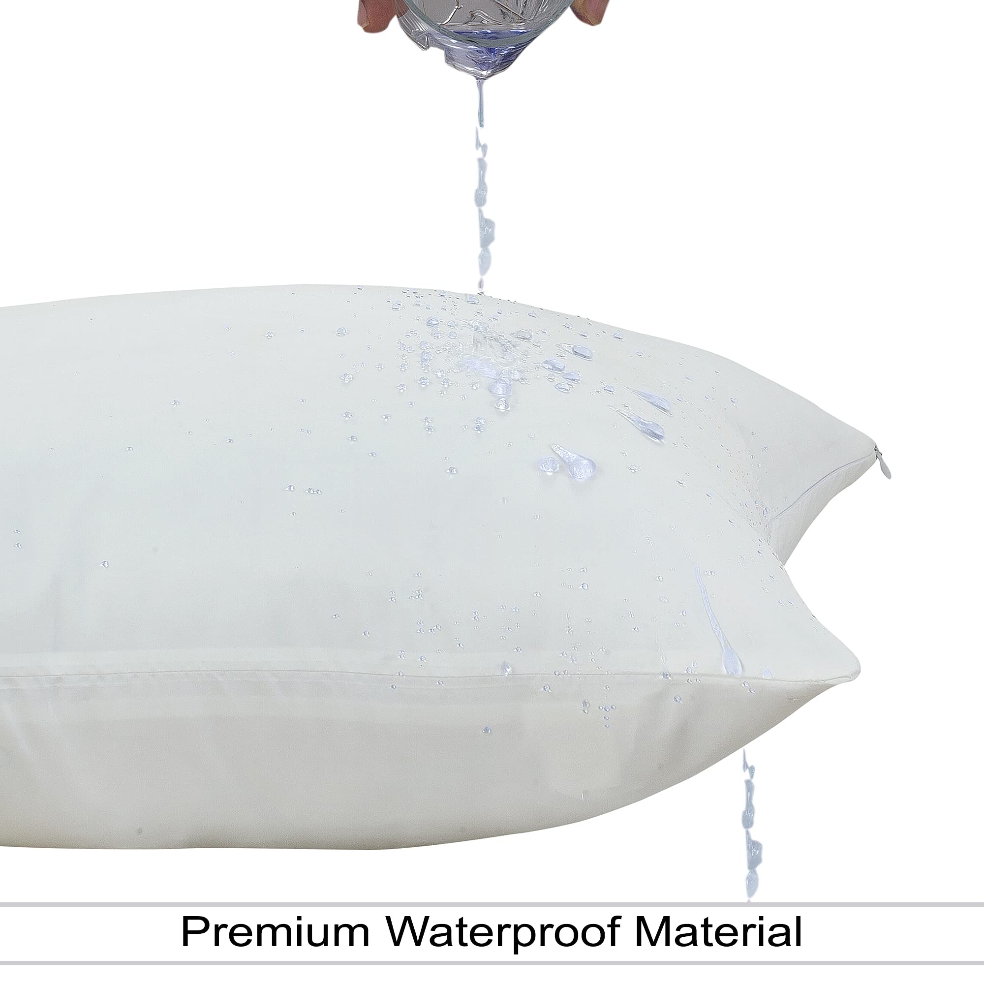Royale Linens Waterproof Pillow protector 2 Pack - Pillow Encasement - 100% Microfiber - Zippered Closure - Pillow Case - Smooth & Breathable (Pack Of 2, White)