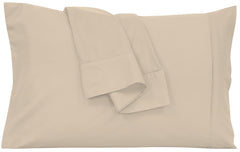 Royale Linens Queen Pillowcase Set of 2 - Bed Pillow Cover - 20" x 30" - Sand Pillowcases - 1800 Brushed Microfiber, Wrinkle & Fade Resistant - Soft & Cozy- Queen Size Pillow Case (Queen, Sand)