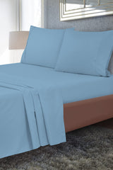 Royale Linens Queen Size Flat Sheet Only - Brushed 1800 Microfiber - Ultra Soft & Breathable - Wrinkle & Stain Resistant - Hotel Quality Flat Sheet Sold Separately - Top Sheet For Bed (Queen,LakeBlue)