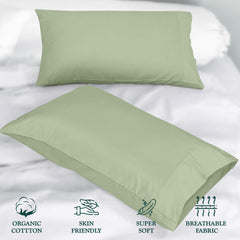 ROYALE LINENS 300 thread Count 100% Long Staple Combed Cotton Pillowcases Set Of 2 - Ultra Soft - Queen Bed Pillow Cover - 20"x30" - Breathable, Cool & Crisp Percale White Pillow Cases
