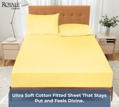 200TC cotton fitted sheet yellow