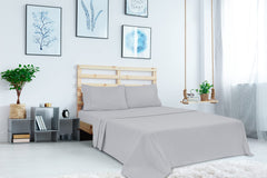 Royale Linens Queen Size Flat Sheet Only - Brushed 1800 Microfiber - Ultra Soft & Breathable - Wrinkle & Stain Resistant - Hotel Quality Flat Sheet Sold Separately - Top Sheet for Bed (Queen, Silver)