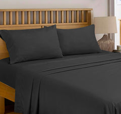 ROYALE LINENS 300 Thread Count 100% Long Staple Combed Cotton Flat Sheet - Super Soft - Top Sheet - Queen Flat Sheet Sold Separately - Breathable, Cool & Crisp Percale Flat Sheet Only (Queen, Black)