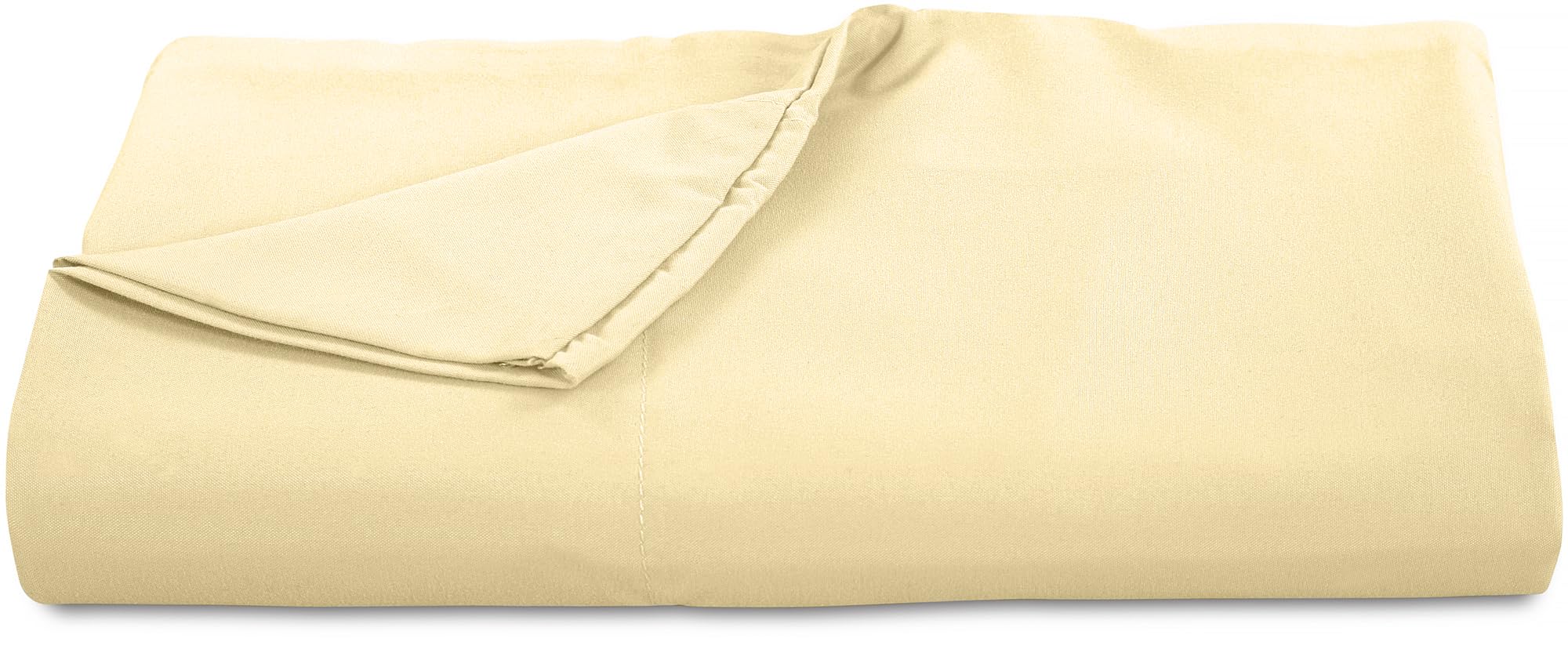 Royale Linens 300 Thread Count 100% Long Staple Combed Cotton Flat Sheet - Super Soft - Top Sheet - Full Flat Sheet Sold Separately - Breathable Cool & Crisp Percale Flat Sheet Only(Full,Light Yellow)