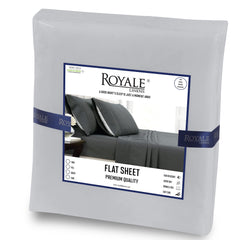 Royale Linens Queen Size Flat Sheet Only - Brushed 1800 Microfiber - Ultra Soft & Breathable - Wrinkle & Stain Resistant - Hotel Quality Flat Sheet Sold Separately - Top Sheet for Bed (Queen, Silver)