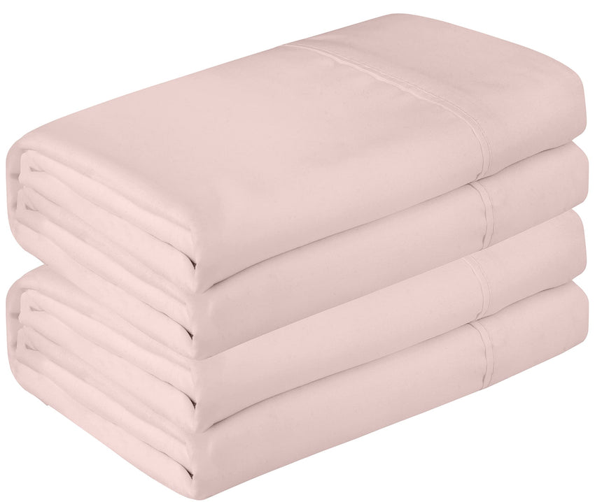 Royale Linen 2 Pack Bulk Flat Sheet Set - Top Sheet - Soft 1800 Microfiber - Wrinkle & Stain Resistant - for Hotel, Massage Table, Hospital, Dorm - Queen Flat Sheet Sold Separately (Queen, Pink)