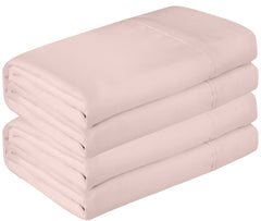 Royale Linen 2 Pack Bulk Flat Sheet Set - Top Sheet - Soft 1800 Microfiber - Wrinkle & Stain Resistant - for Hotel, Massage Table, Hospital, Dorm - Queen Flat Sheet Sold Separately (Queen, Pink)