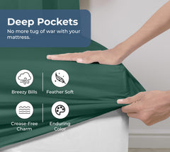200TC cotton fitted sheet hunter-green