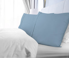 Royale Linens Queen Pillowcase Set of 2 - Bed Pillow Cover - 20x30 - Lake Blue Pillowcases - 1800 Brushed Microfiber, Wrinkle & Fade Resistant - Soft & Cozy- Queen Size Pillow Case (Queen, Lake Blue)