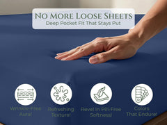 144TC cotton fitted sheet Navy