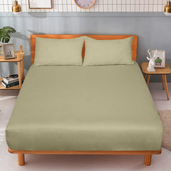 ROYALE LINENS Linen 300 Thread Count 100% Long Staple Combed Cotton Fitted Sheet,Deep Pocket Bottom Sheet,Sage Green Fitted Sheet Queen Size,Queen Fitted Sheet Only,Elastic Sheet(Queen,Sage Green)