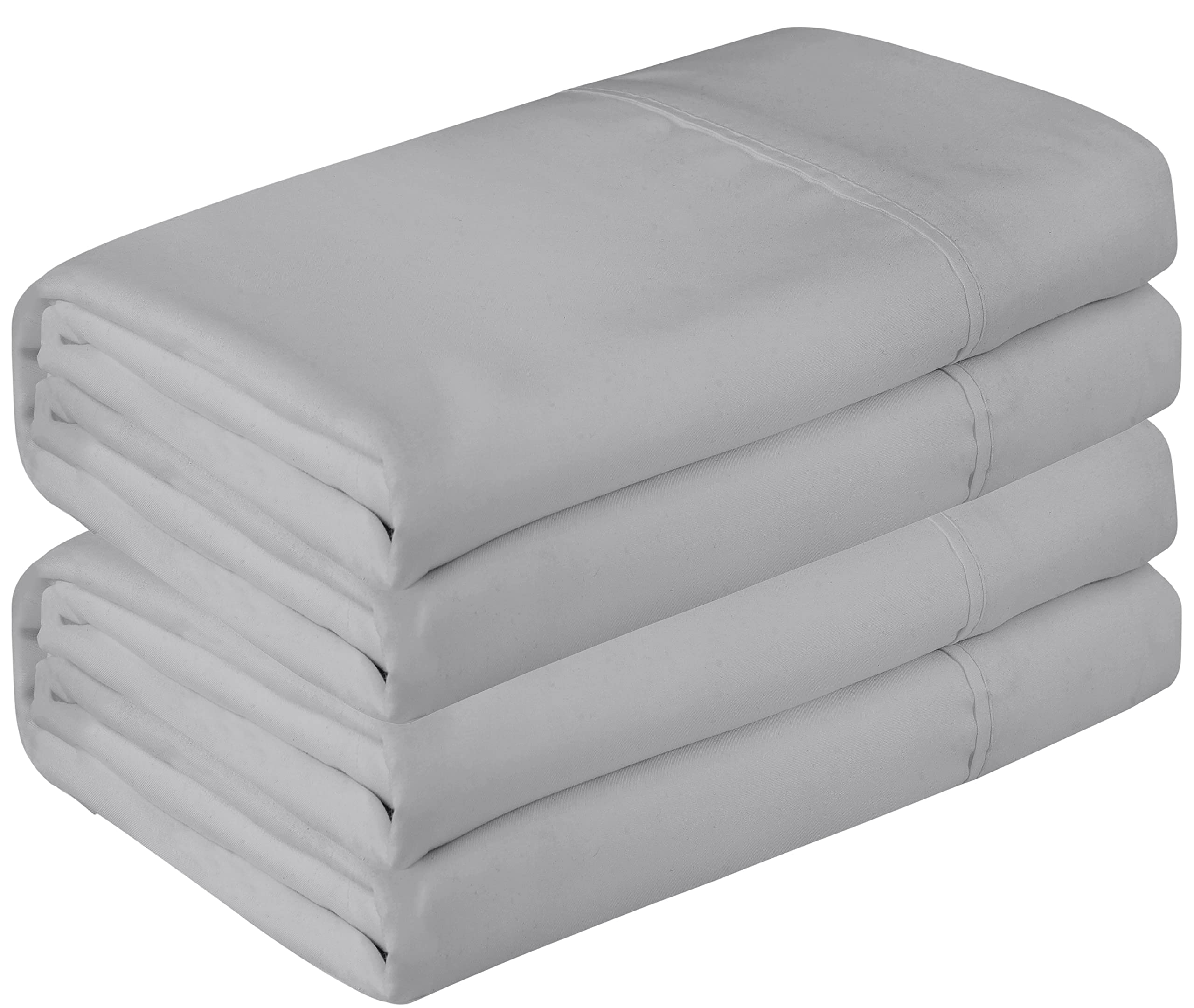 Royale Linen 2 Pack Bulk Flat Sheet Set - Top Sheet - Soft 1800 Microfiber - Wrinkle & Stain Resistant - for Hotel, Massage Table, Hospital, Dorm - Flat Sheet Sold Separately ( Silver)