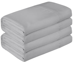 Royale Linen 2 Pack Bulk Flat Sheet Set - Top Sheet - Soft 1800 Microfiber - Wrinkle & Stain Resistant - for Hotel, Massage Table, Hospital, Dorm - Queen Flat Sheet Sold Separately (Queen, Silver)