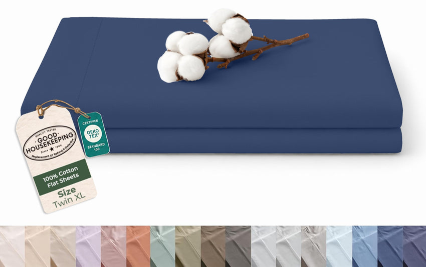 144TC cotton flat sheet Navy