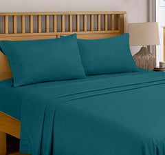 ROYALE LINENS 300 Thread Count 100% Long Staple Combed Cotton Flat Sheet - Super Soft - Top Sheet - Queen Flat Sheet Sold Separately - Breathable, Cool & Crisp Percale Flat Sheet Only (Queen, Teal)