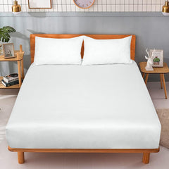 Royale Linens 100% Organic Cotton Percale Weave Super Soft Deep Pocket Bottom Sheets Elastic Sheet Fitted Sheets Only