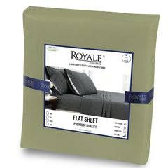 Royale Linens Queen Size Flat Sheet Only - Brushed 1800 Microfiber - Ultra Soft & Breathable - Wrinkle&Stain Resistant - Hotel Quality Flat Sheet Sold Separately - Top Sheet For Bed (Queen Sage Green)