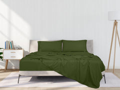 ROYALE LINENS - 4 Piece Bed Sheet - Soft Brushed Microfiber 1800 Bedding Set - 1 Fitted Sheet, 1 Flat Sheet, 2 Pillowcase -Wrinkle & Fade Resistant Luxury Sheet Set (Hunter Green)