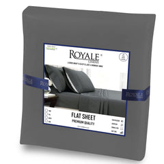 Royale Linens Queen Size Flat Sheet Only - Brushed 1800 Microfiber - Ultra Soft & Breathable - Wrinkle & Stain Resistant - Hotel Quality Flat Sheet Sold Separately - Top Sheet for Bed - (Queen, Grey)