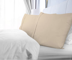 Royale Linens Queen Pillowcase Set of 2 - Bed Pillow Cover - 20" x 30" - Sand Pillowcases - 1800 Brushed Microfiber, Wrinkle & Fade Resistant - Soft & Cozy- Queen Size Pillow Case (Queen, Sand)