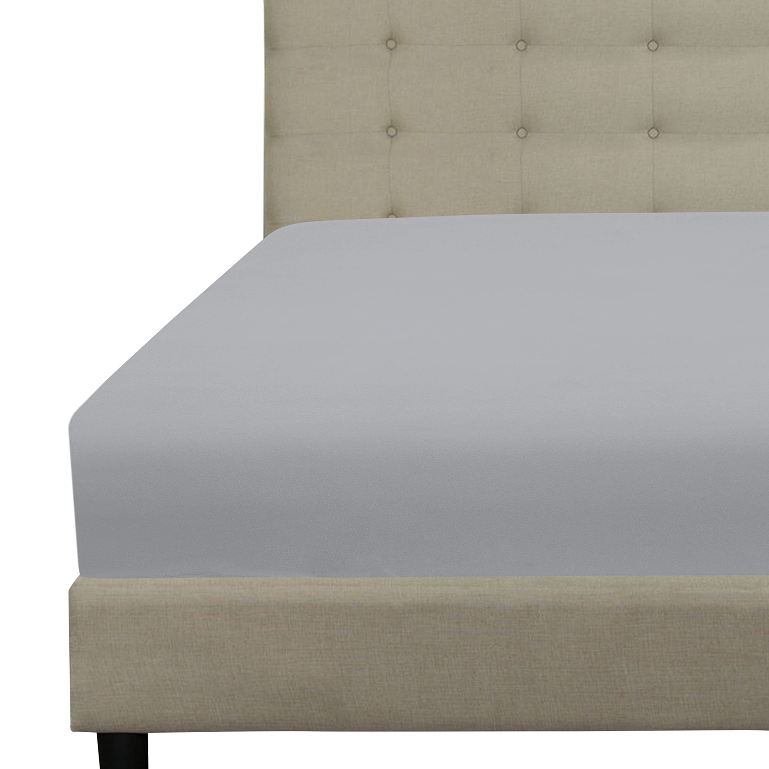 Royale Linens Fitted Sheet - Brushed Hotel Quality 1800 Ultra-Soft Wrinkle & Fade Resistant - Bottom Sheet - Deep Pocket Stretches Up to 16" - Fitted Sheet Only - Elastic Sheet (Silver)