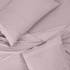 ROYALE LINENS 300 Thread Count 100% Long Staple Combed Cotton Sheet Set - 4 Piece Bed Sheet 1 Fitted Sheet, 1 Flat Sheet, 2 Pillow case - Breathable, Cool & Crisp Percale Sheet Set (Queen, Lavender)