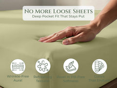 144TC cotton fitted sheet Sage Green
