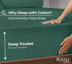 200TC cotton fitted sheet hunter-green