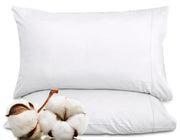 ROYALE LINENS 300 Thread Count 100% Long Staple Combed Cotton Pillowcases Set of 2 - Ultra Soft - Bed Pillow Cover -  - Breathable, Cool & Crisp Percale White Pillow Cases ( White)