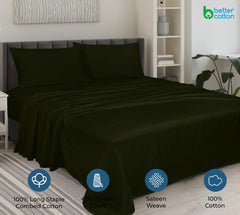 ROYALE LINENS 400 Thread Count 100% American Grown Cotton 4 Piece Sateen Queen Sheet Set - 1 Fitted Sheet, 1 Flat Sheet, 2 Pillow case - Green Queen Bedsheet - Cotton Sheets - (Queen, Leaf Green)